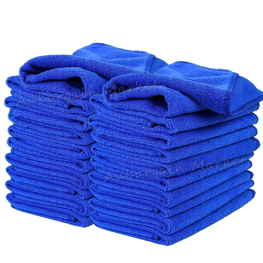 50x Blue Microfibre Cloths Car Cleaning Cloth Detailing Towels Washing Duster